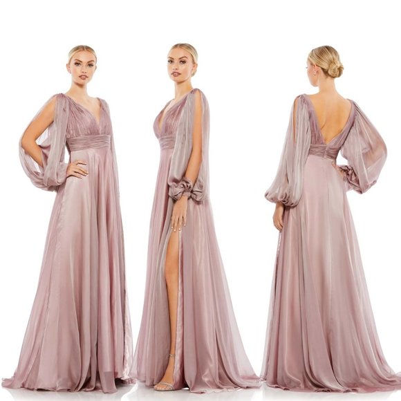 Mac DuggalCHIFFON OPEN SLEEVE A LINE GOWN #67414